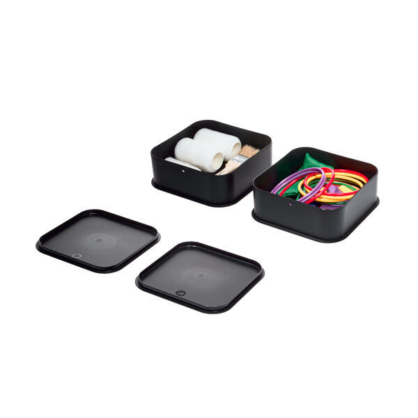 idesign iDesign Eco Garage Bins with Lid Made from Recycled Plastic Set of 2 Matte Black