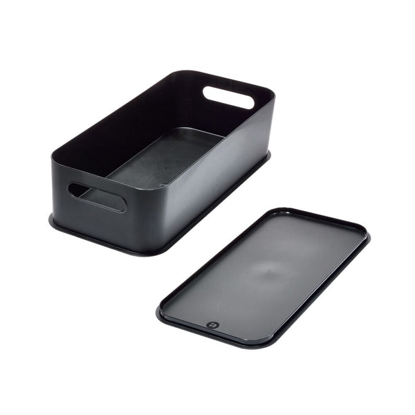 Idesign IDesign Eco Garage Storage Handled Bins With Lid Made From Recycled Plastic Matte Black