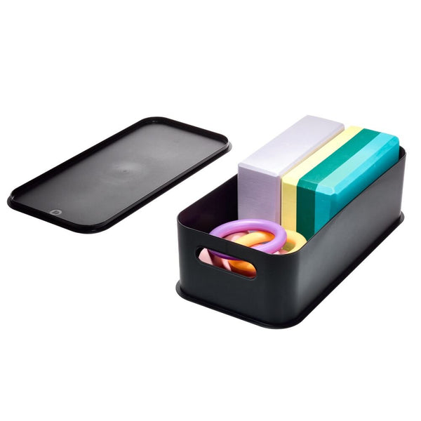 idesign iDesign Eco Garage Storage Handled Bins with Lid Made from Recycled Plastic Matte Black