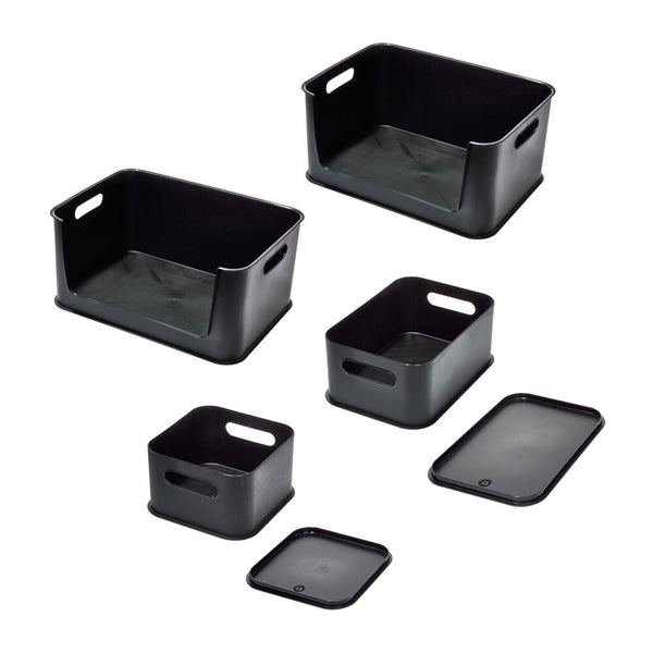 Idesign IDesign Eco Garage Storage Starter Set Made From Recycled Plastic Set Of 6 Matte Black