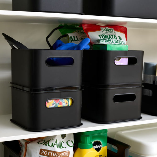 Idesign IDesign Eco Garage Storage Starter Set Made From Recycled Plastic Set Of 6 Matte Black