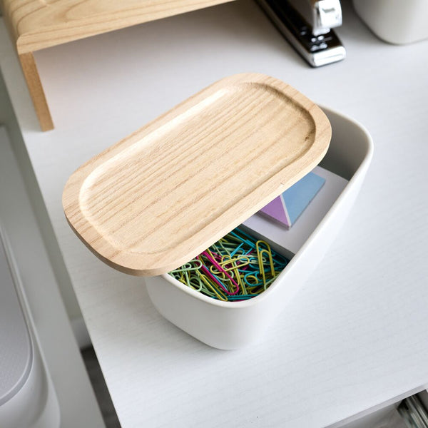 Idesign Eco Office Ceramic Bin With Lid Coconut