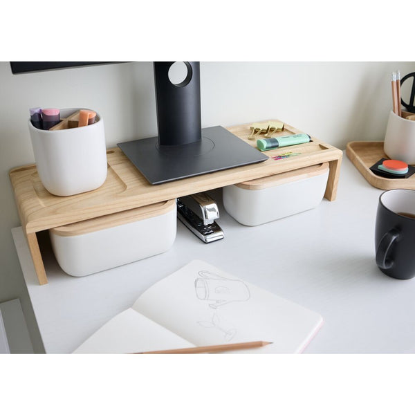 Idesign Eco Office Ceramic Bin With Lid Coconut