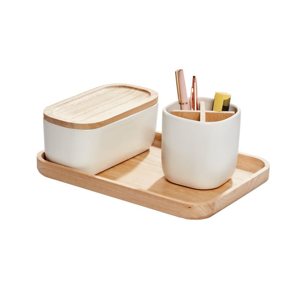 idesign Eco Office Ceramic Desktop Set Coconut