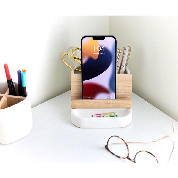 Idesign Eco Office Ceramic Tablet Stand Coconut