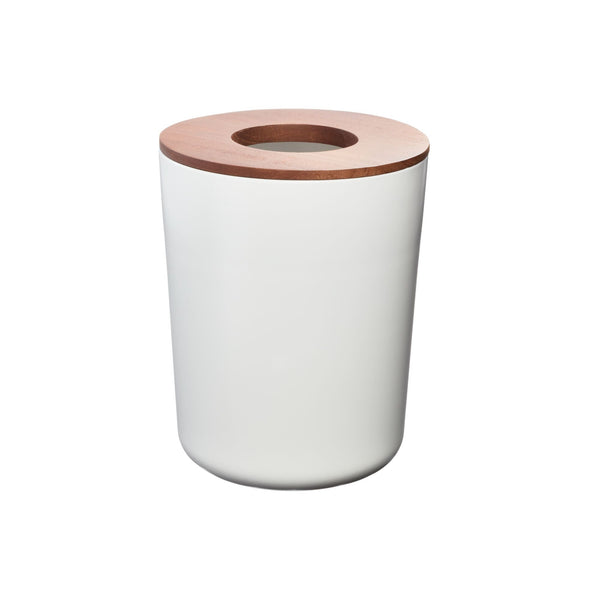 Idesign IDesign Eco Vanity Steel Waste Basket With Paulownia Wood Lid