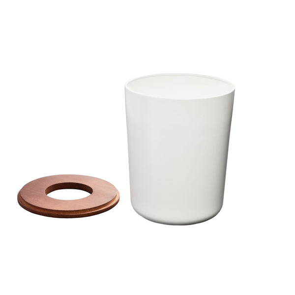 Idesign IDesign Eco Vanity Steel Waste Basket With Paulownia Wood Lid