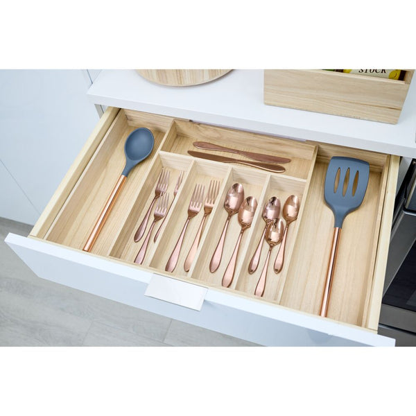 Idesign IDesign EcoWood Natural Paulownia Wood Expandable Flatware And Cutlery Tray