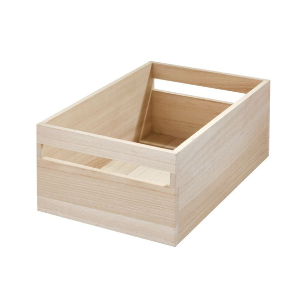 Idesign IDesign EcoWood Natural Paulownia Wood Storage Bin With Handles