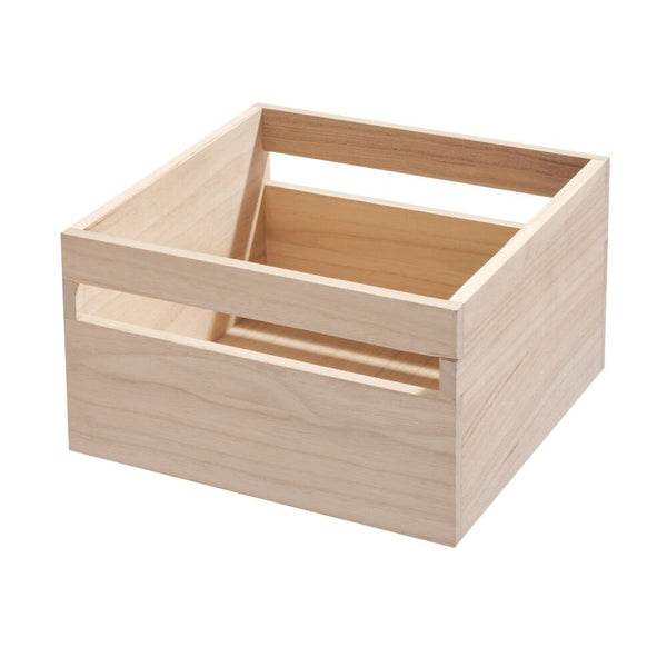 Idesign IDesign EcoWood Natural Paulownia Wood Storage Bin With Handles