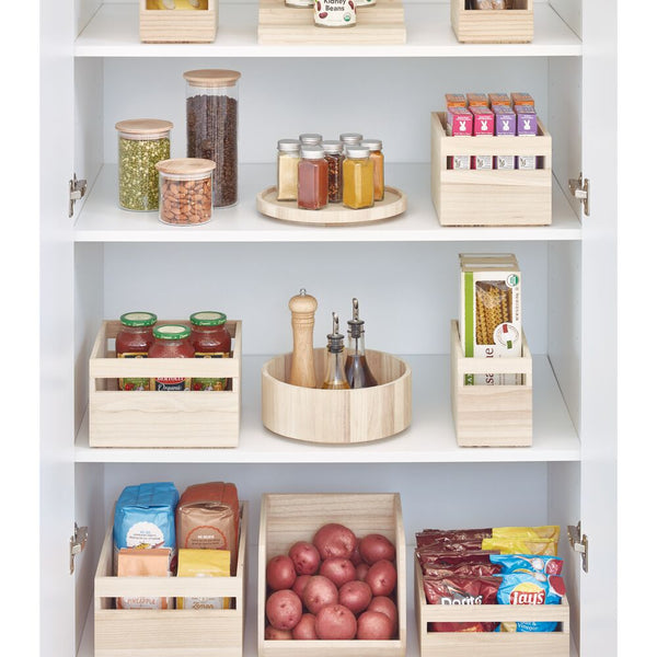 Idesign IDesign EcoWood Natural Paulownia Wood Storage Bin With Handles