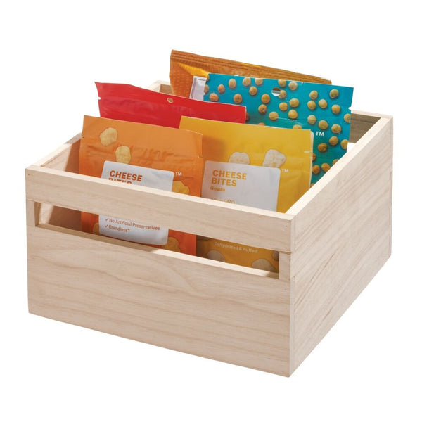 idesign iDesign EcoWood Natural Paulownia Wood Storage Bin with Handles