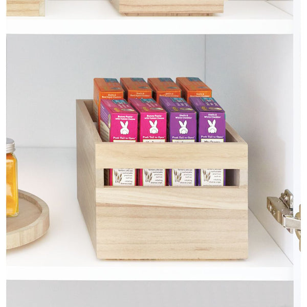 Idesign IDesign EcoWood Natural Paulownia Wood Storage Bin With Handles