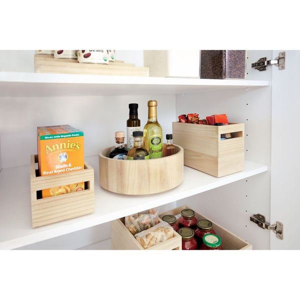 Idesign IDesign EcoWood Natural Paulownia Wood Storage Bin With Handles