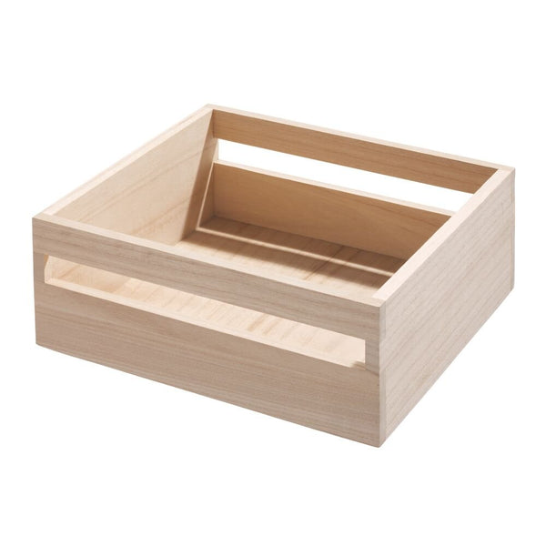 Idesign IDesign EcoWood Natural Paulownia Wood Storage Bin With Handles