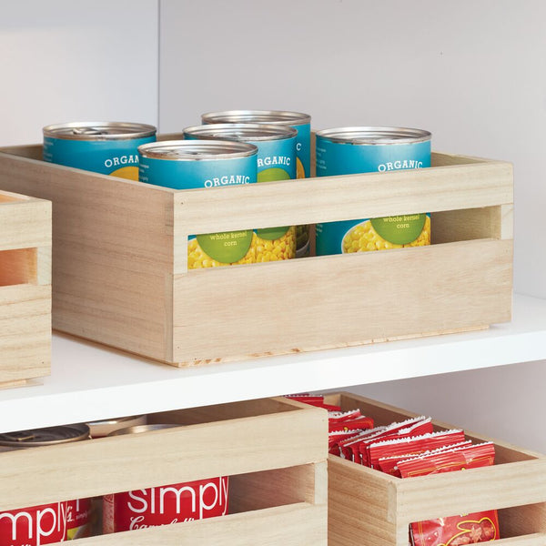 Idesign IDesign EcoWood Natural Paulownia Wood Storage Bin With Handles