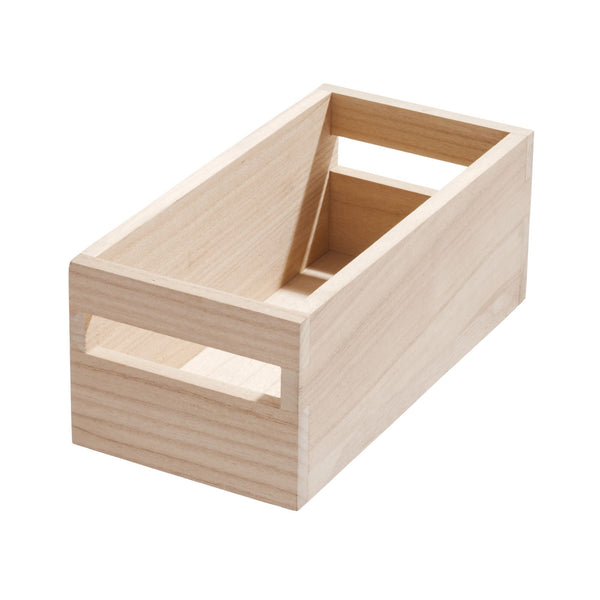 Idesign IDesign EcoWood Natural Paulownia Wood Storage Bin With Handles