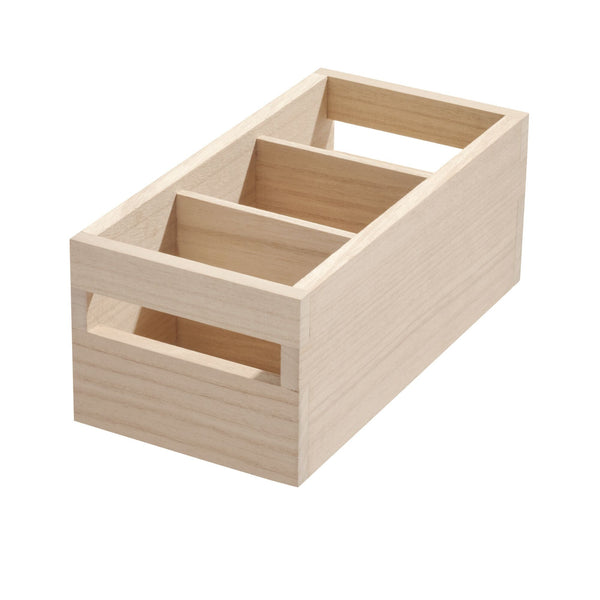 Idesign IDesign EcoWood Natural Paulownia Wood Storage Bin With Handles