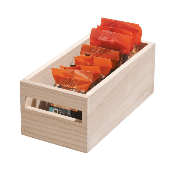 idesign iDesign EcoWood Natural Paulownia Wood Storage Bin with Handles