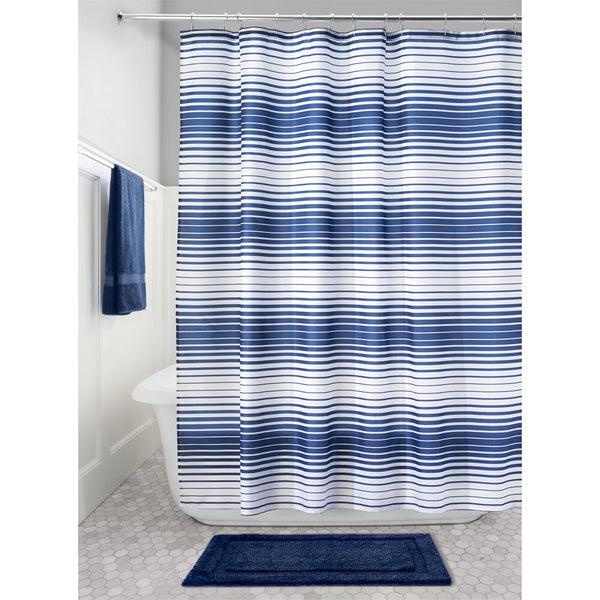 Idesign IDesign Enzo Shower Curtain 72" X 72" In Navy And White