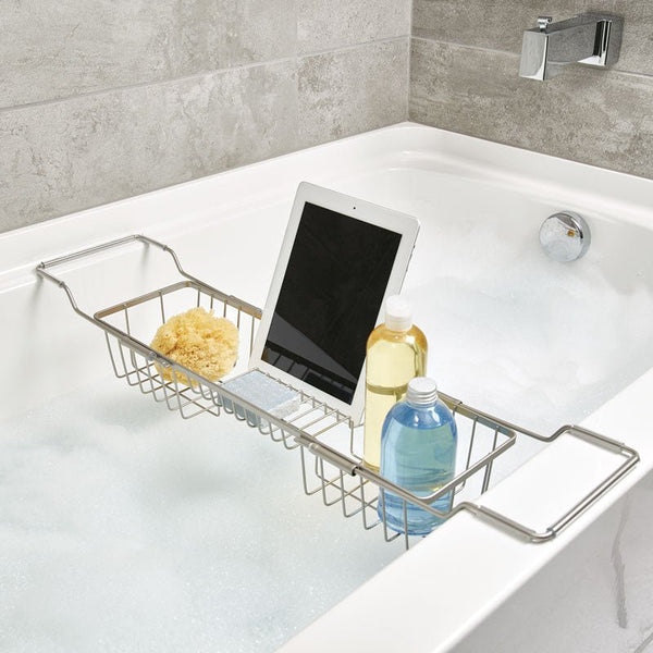 Idesign IDesign Everett Adjustable Over Bathtub Caddy In Satin