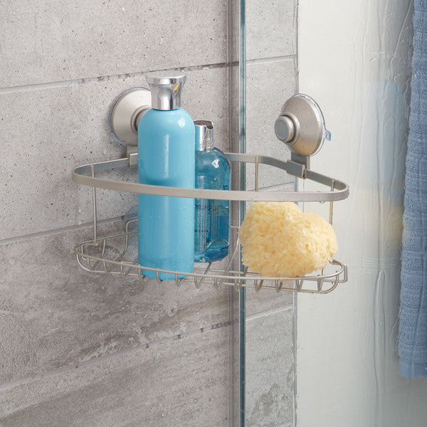 Idesign IDesign Everett Push Lock Shower Suction Corner Basket In Satin