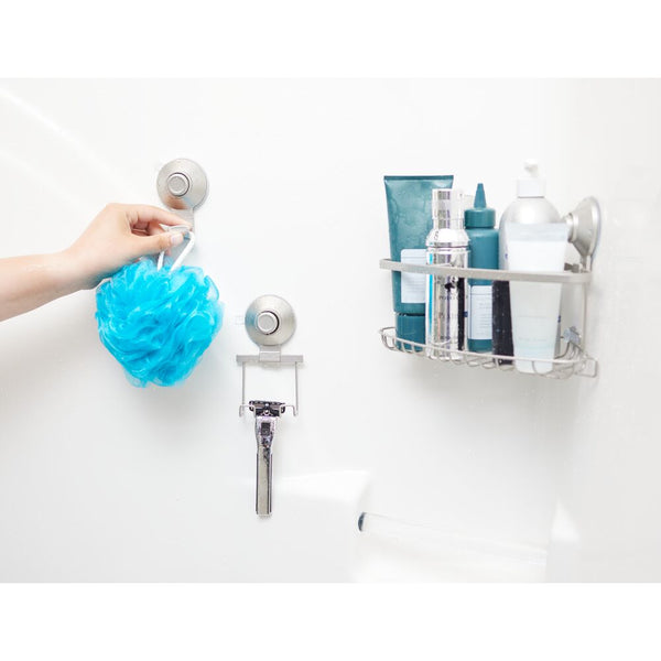 Idesign IDesign Everett Push Lock Shower Suction Corner Basket In Satin