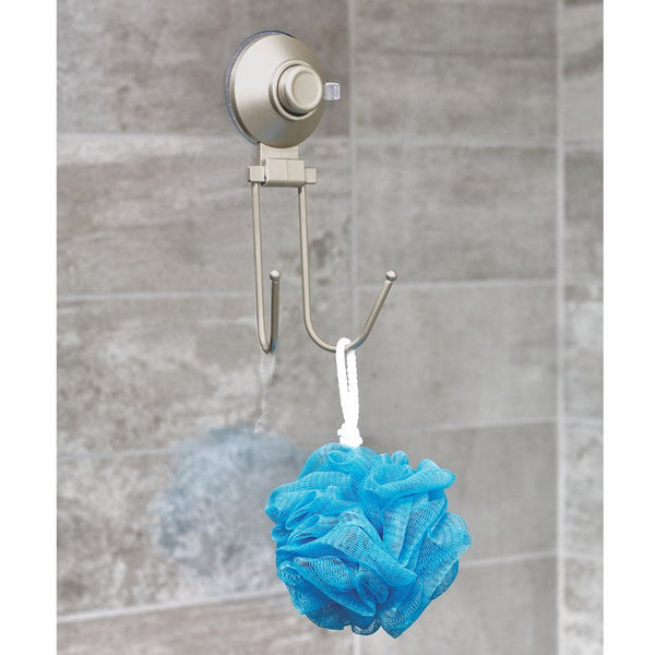 Idesign IDesign Everett Push Lock Shower Suction Double Hook In Satin