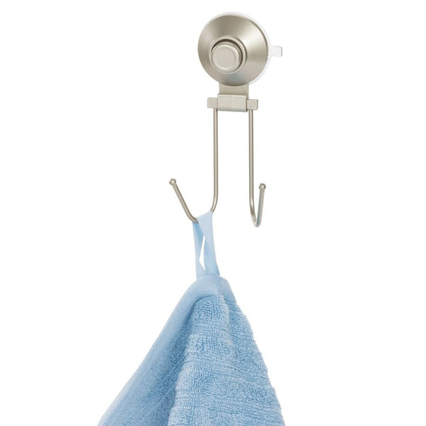 idesign iDesign Everett Push Lock Shower Suction Double Hook in Satin