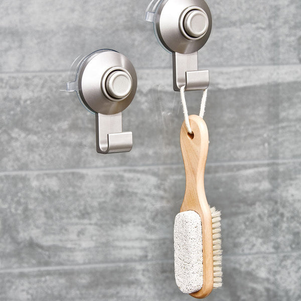 Idesign IDesign Everett Push Lock Shower Suction Single Hook Set Of 2 Satin