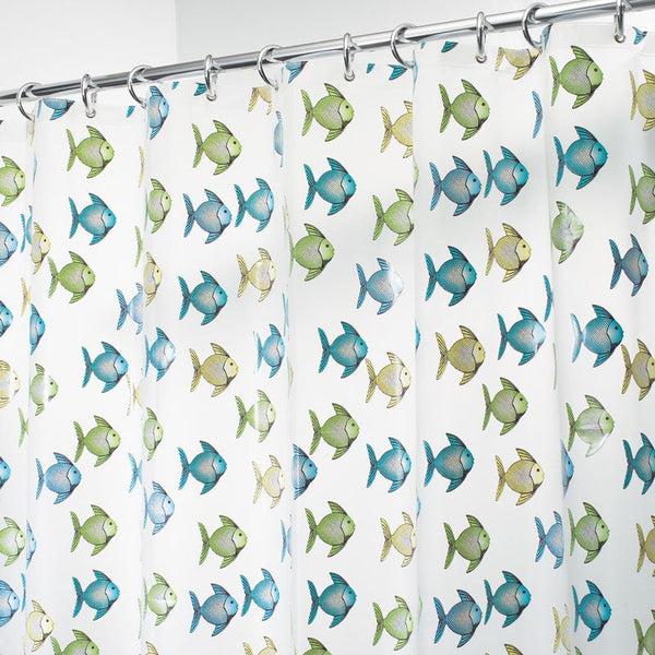 idesign iDesign Fishy PEVA Shower Curtain 72" x 72" in Blue and Green