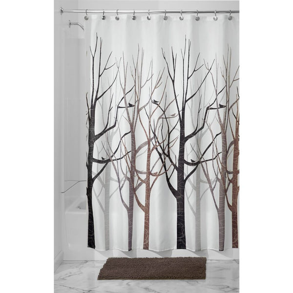 Idesign Forest Shower Curtain Gray/Black
