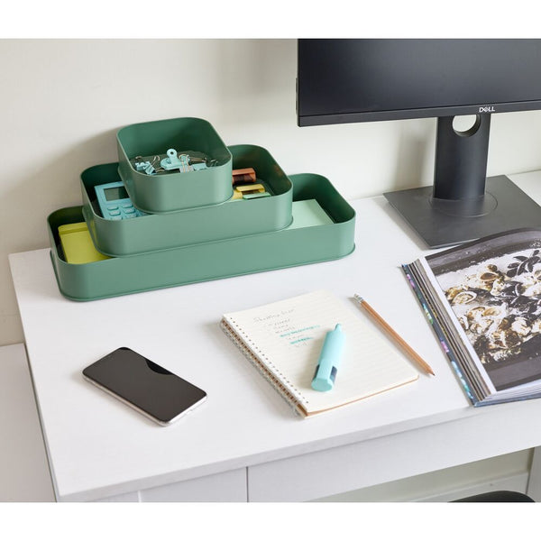 Idesign IDesign Fresnel Recycled Plastic Organizer Bins In Moss - 3 Piece Set