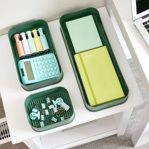 Idesign IDesign Fresnel Recycled Plastic Organizer Bins In Moss - 3 Piece Set