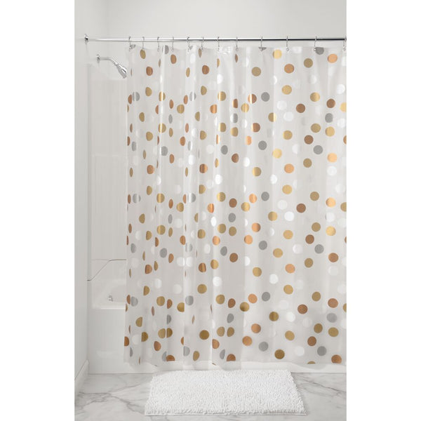 Idesign IDesign Gilly Dot PEVA Shower Curtain 72" X 72" In Metallic