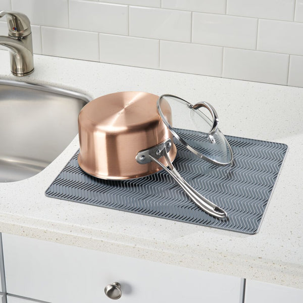 Idesign IDesign Chevron Drying Mat - Large In Gray