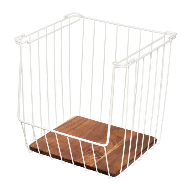Idesign IDesign Open Wire Basket Acacia Wood