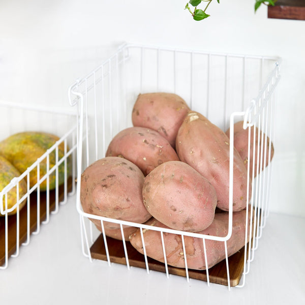 Idesign IDesign Open Wire Basket Acacia Wood