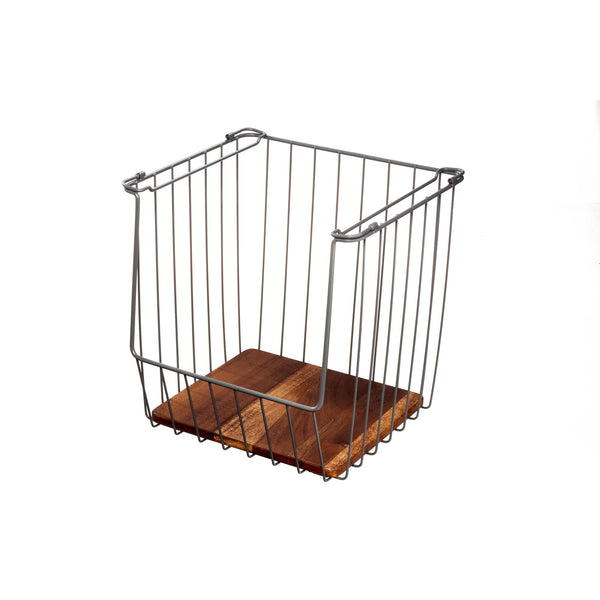 Idesign IDesign Open Wire Basket Acacia Wood