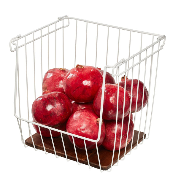 idesign iDesign Open Wire Basket Acacia Wood