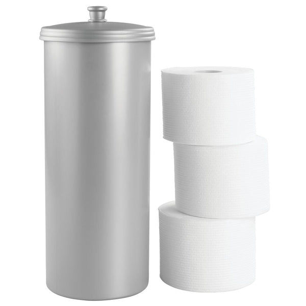 Idesign Kent Toilet Tissue Reserve Canister Silver