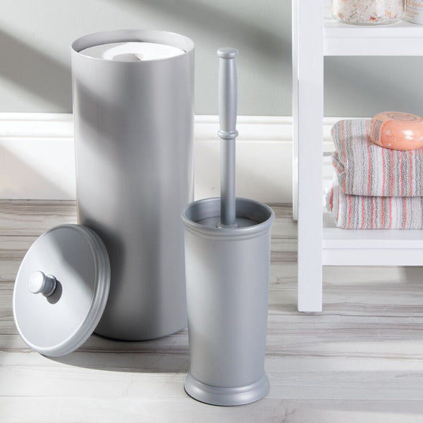 Idesign Kent Toilet Tissue Reserve Canister Silver