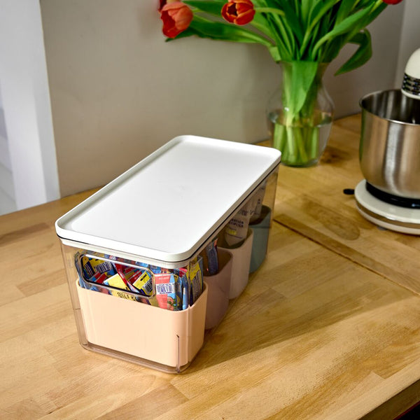 Idesign IDesign Large Lidded Bin & 4 Inner Bins Multicolor/Marshmallow