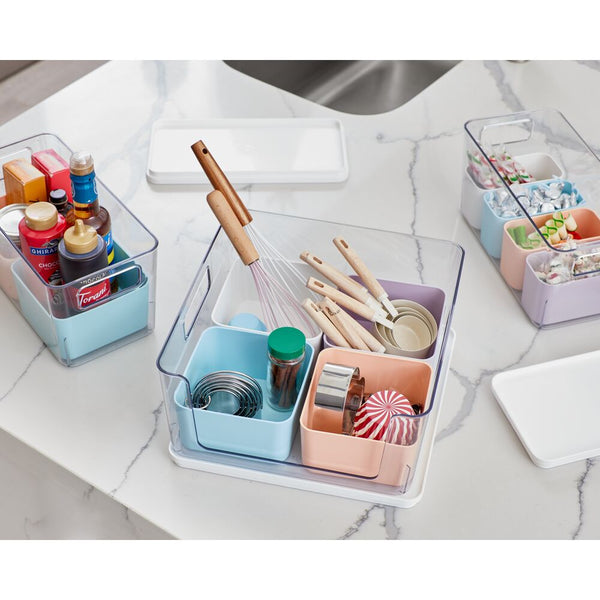 Idesign IDesign Large Lidded Bin & 4 Inner Medium Bins Multicolored/Marshmallow