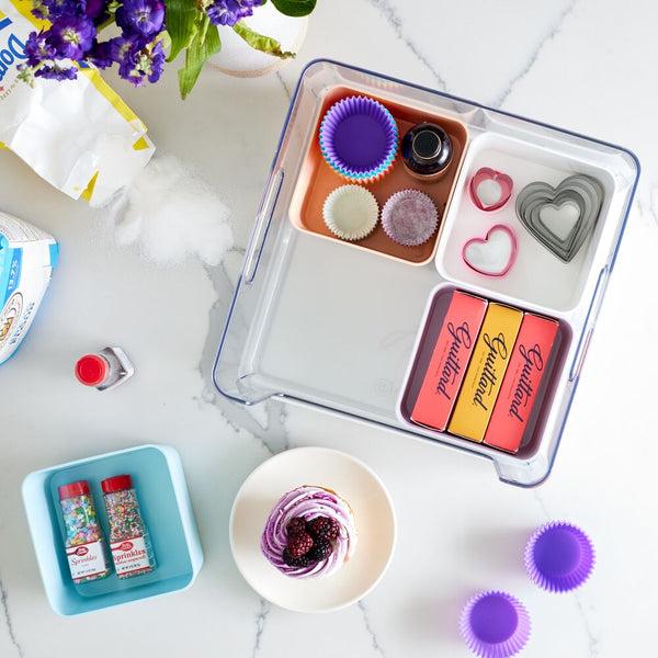 Idesign IDesign Large Lidded Bin & 4 Inner Medium Bins Multicolored/Marshmallow