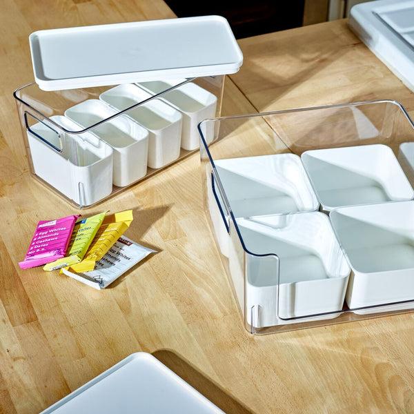 Idesign IDesign Large Lidded Bin & 4 Inner Small Bins Marshmallow/Clear