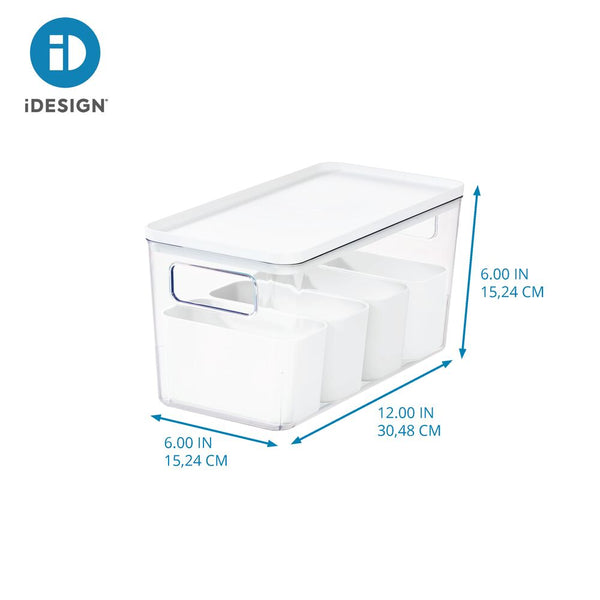 Idesign IDesign Large Lidded Bin & 4 Inner Small Bins Marshmallow/Clear