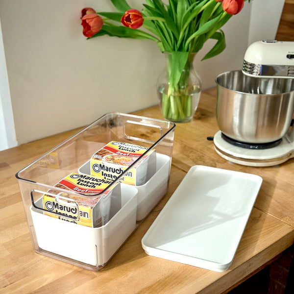 Idesign IDesign Large Lidded Bin & Inner Bins Clear/Marshmallow