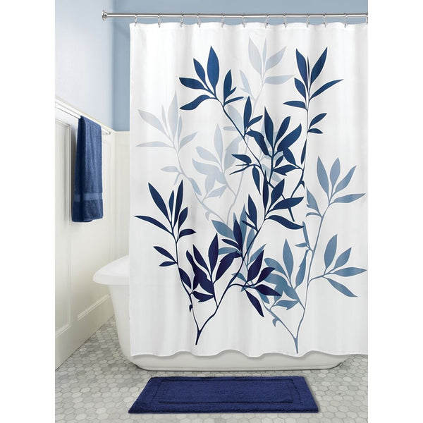 Idesign IDesign Leaves Shower Curtain 72" X 72" In Navy And Slate Blue