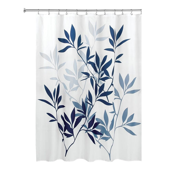 idesign iDesign Leaves Shower Curtain 72" x 72" in Navy and Slate Blue